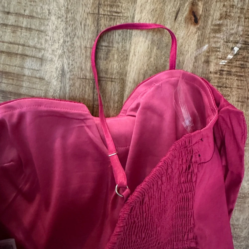 Four hearts 4 hearts hot Pink Women's bow bustier crop Top XL NWT